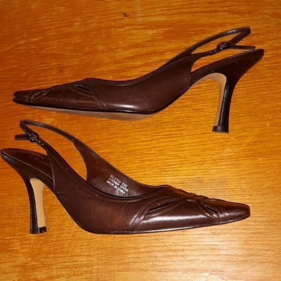 Laura Ashley Blyth Brown Slingback Cut-Out Heels 8 - Picture 2 of 8